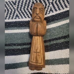 Preist Wood Carving Hand Carved Cross Prayer Praying Home Religious Decor